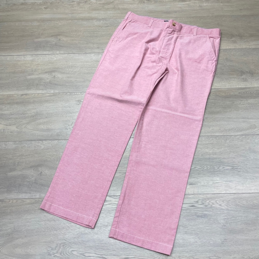 IZOD Pants Mens 38x32 Pink Straight Leg Flat Front Chino Casual Preppy